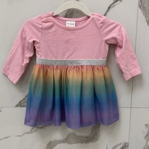 Hanna Andersson Pink and Rainbow Tull Baby Dress